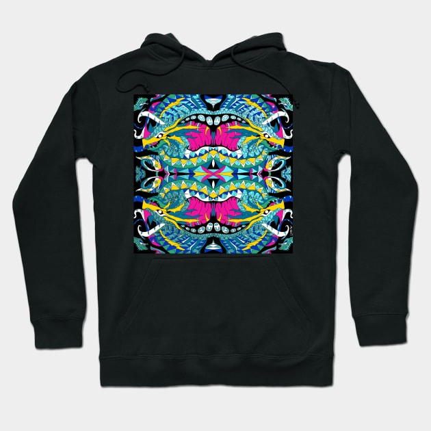 unleashed the dragons in kaiju madness pattern art Hoodie by jorge_lebeau